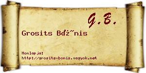 Grosits Bónis névjegykártya